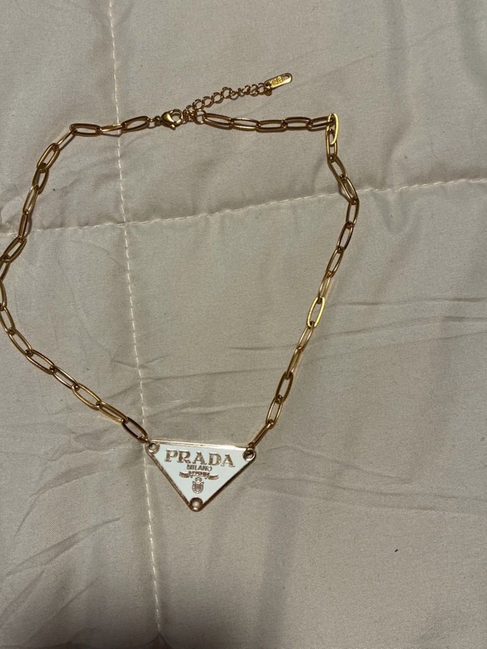PR Gold-Tone Triangle Logo Necklace - Gold